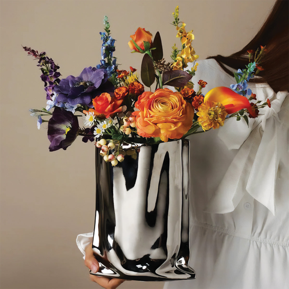 Pleated Floral Vase