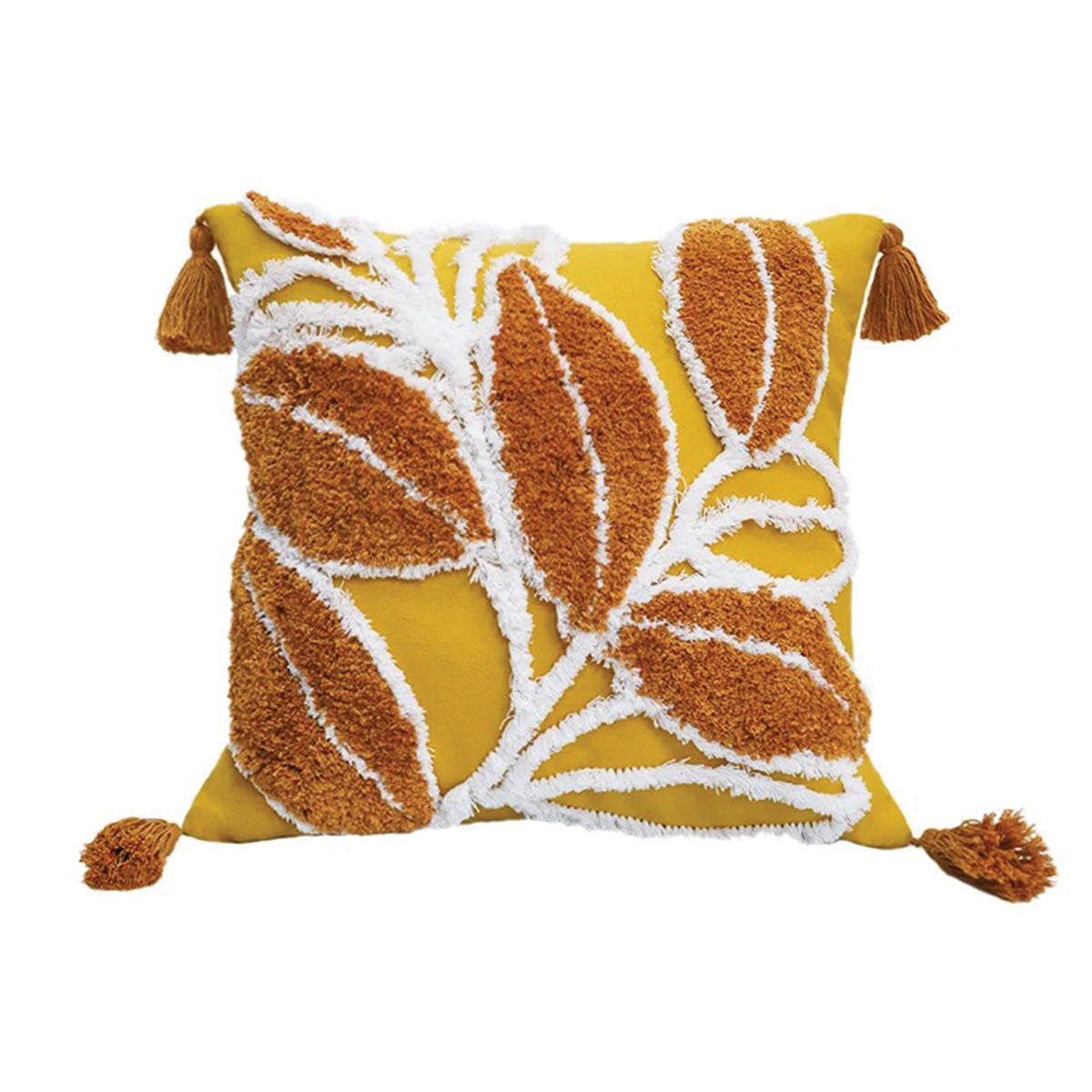 Tufted Leaves Throw Pillow
