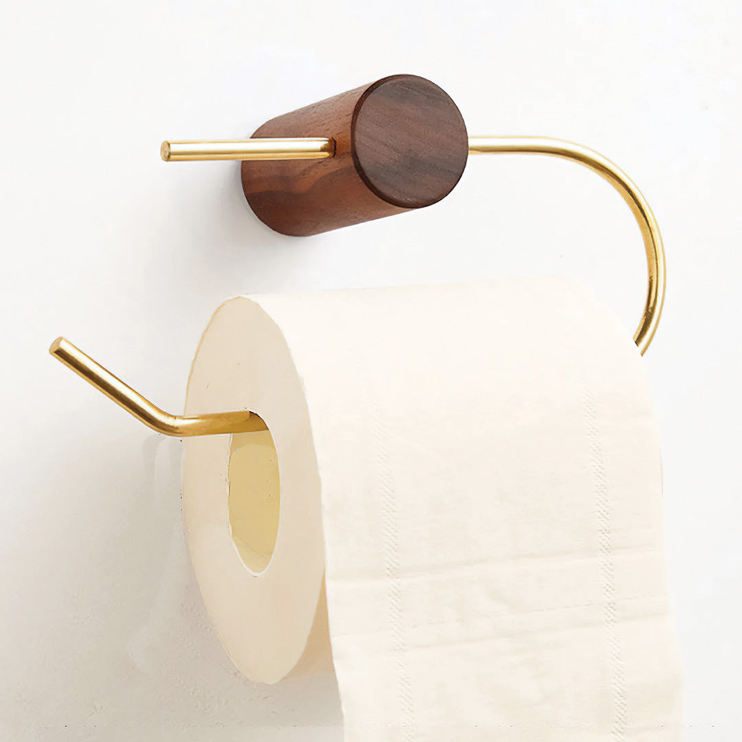 Wood and Brass Toilet Paper Holder